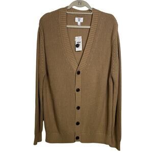 Mode of One Men's Long-Sleeve Relaxed Cardigan Sweater, Tannin Large $70